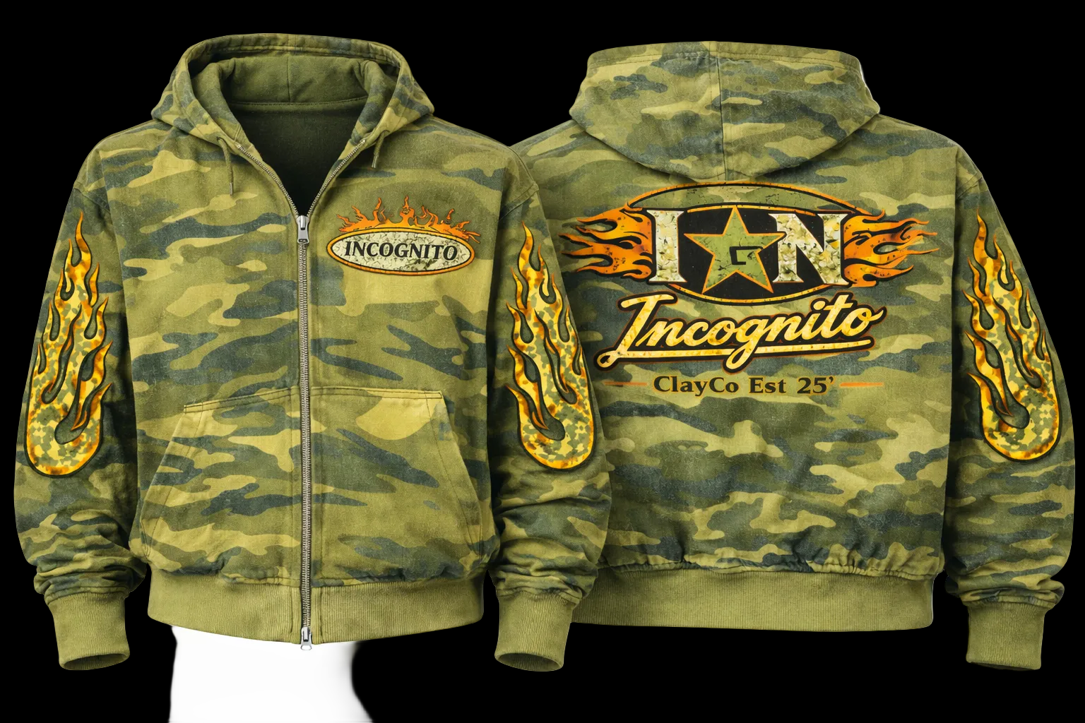 Recon Camo Flames Zip Up